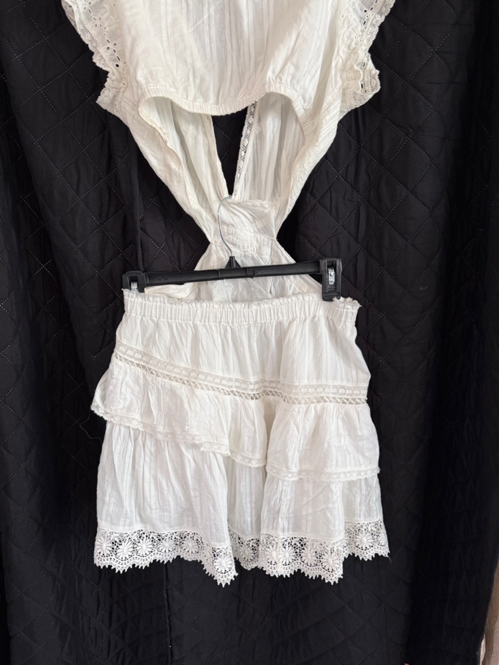 LoveShackFancy Audrina White Cutout Broderie Cotton Mini Dress Size M - Picture 12 of 14